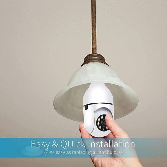 Wireless WiFi 1080p Light Socket Bulb Security Camera Floodlight Night Vision - Picture 2 of 8
